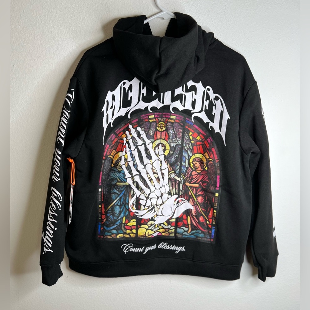 RGSTR Blessed Sweatshirt Hooded  Black Size Medium
